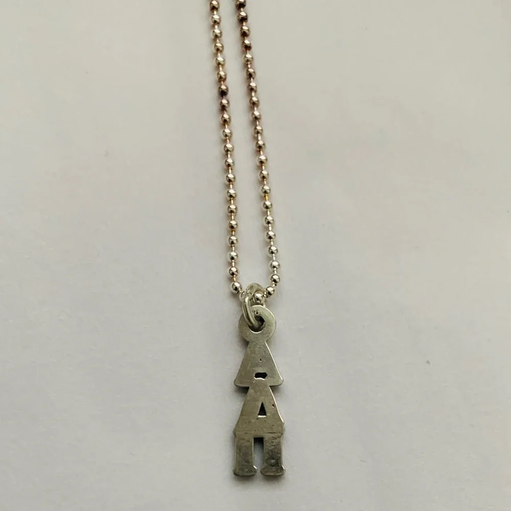 STERLING SORORITY Alpha Delta Pi Vertical Silver Necklace ADPI NIB VINTAGE